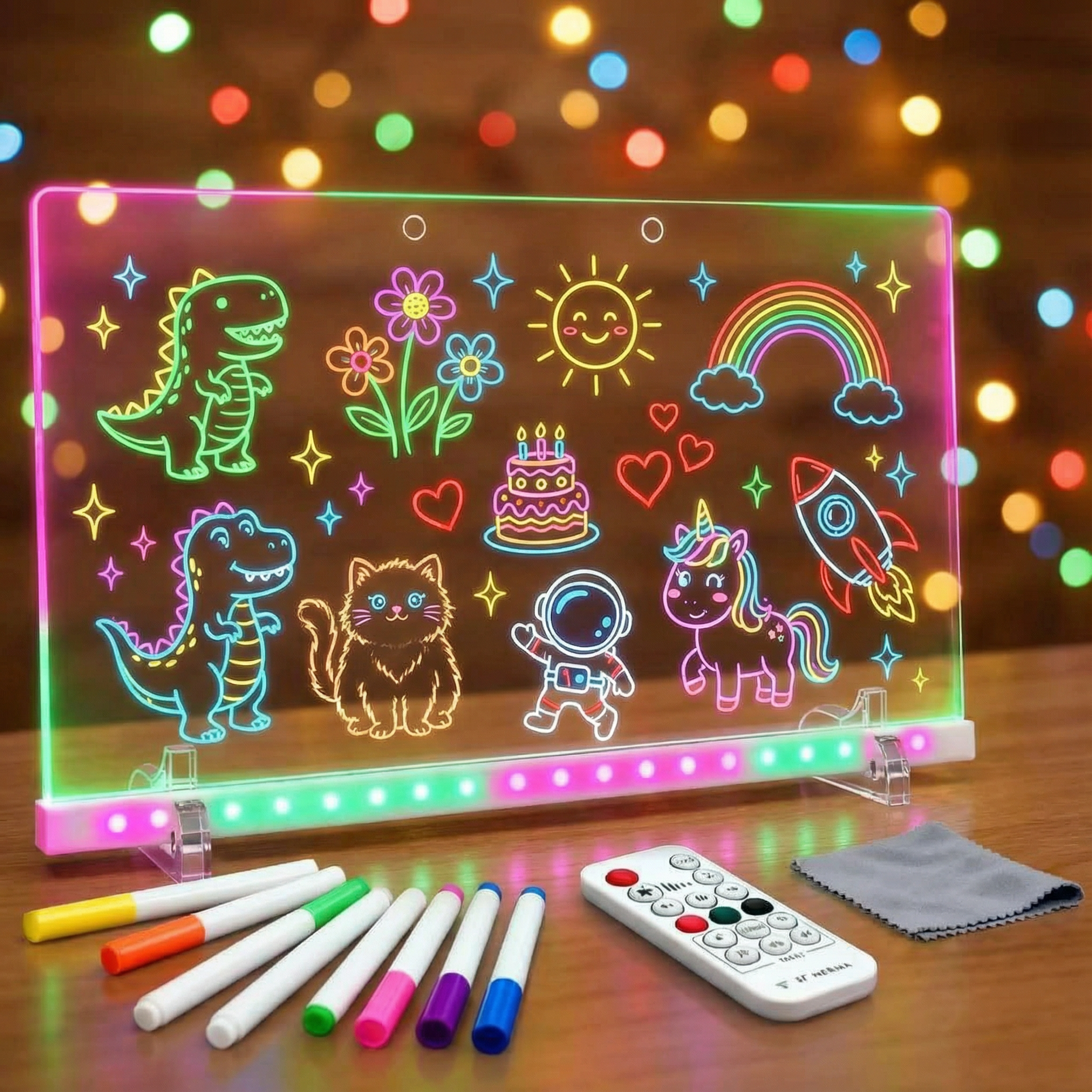 MasterAkoh Rechargeable LED Note Board with 7 Colors & 4 Modes, 13.8