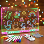 MasterAkoh Rechargeable LED Note Board with 7 Colors & 4 Modes, 13.8"x10" Light Up Acrylic Message Board