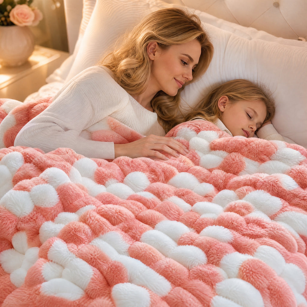 SpottedCozy Ultra Soft Plush Cozy Throw Blanket, Faux Rabbit Fur Blanket for Couch