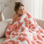 SpottedCozy Ultra Soft Plush Cozy Throw Blanket, Faux Rabbit Fur Blanket for Couch