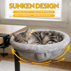 ButtonwoodNest Cozy Cat Desk Bed, Sunken Foldable Cat Hammock with 2 Cushions Dual-Sided Reversible