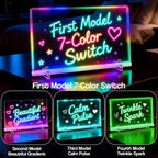 MasterAkoh Rechargeable LED Note Board with 7 Colors & 4 Modes, 13.8"x10" Light Up Acrylic Message Board