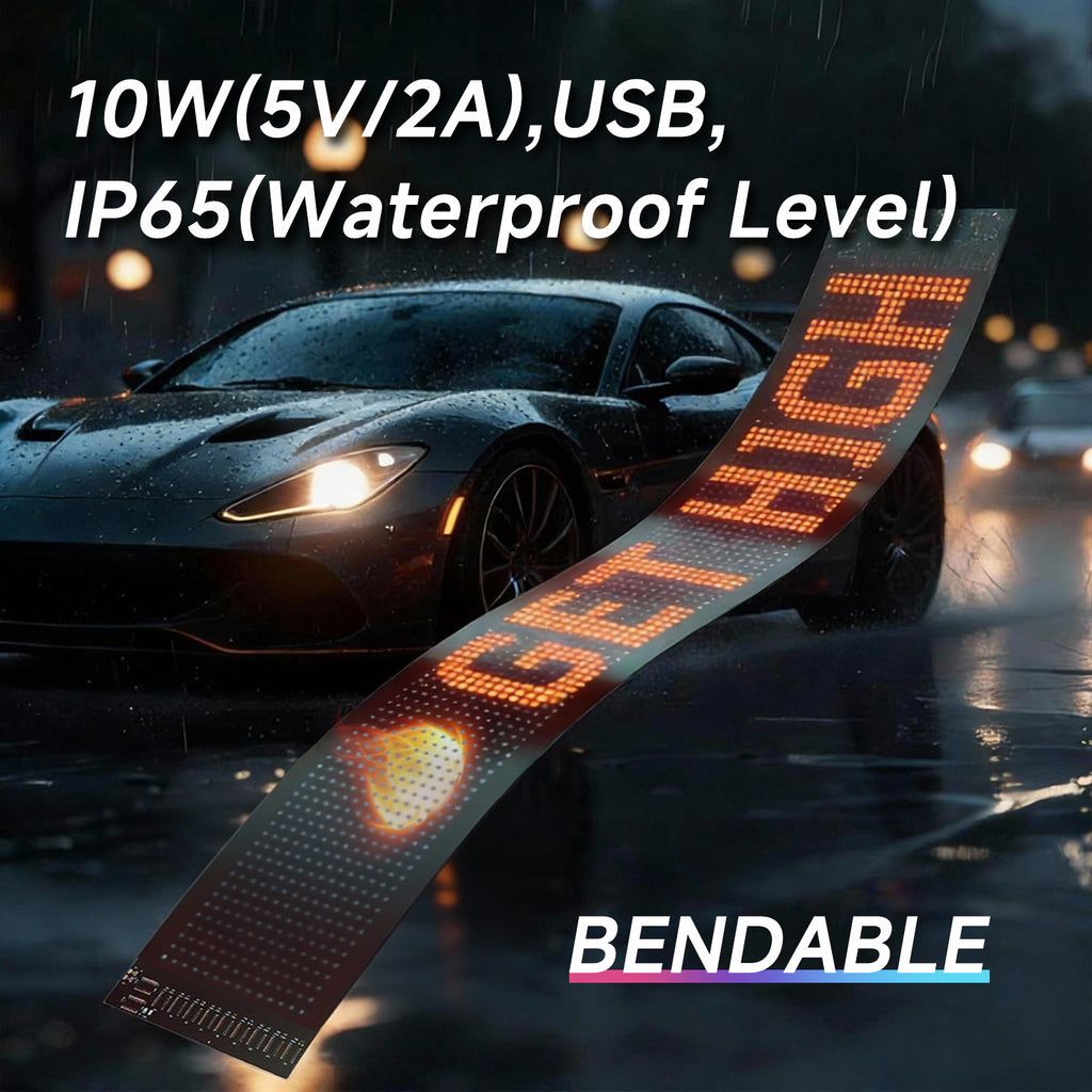 Programmable LED Sign Devil Eyes Display for Windshield with Customizable DIY Scrolling Text Patterns Animations