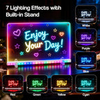 MasterAkoh Rechargeable LED Note Board with 7 Colors & 4 Modes, 13.8"x10" Light Up Acrylic Message Board