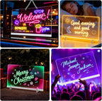 MasterAkoh Rechargeable LED Note Board with 7 Colors & 4 Modes, 13.8"x10" Light Up Acrylic Message Board