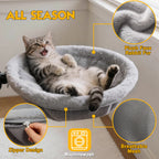 ButtonwoodNest Cozy Cat Desk Bed, Sunken Foldable Cat Hammock with 2 Cushions Dual-Sided Reversible