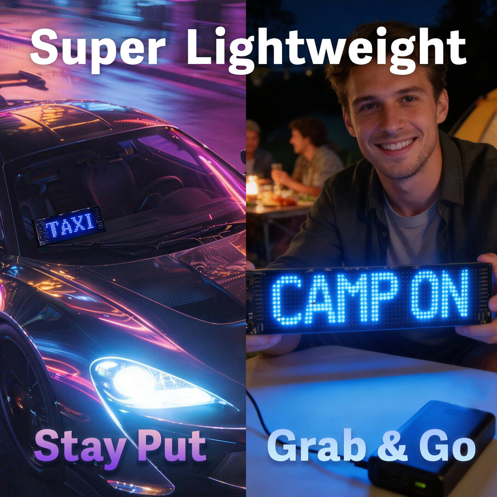 Programmable LED Sign Devil Eyes Display for Windshield with Customizable DIY Scrolling Text Patterns Animations