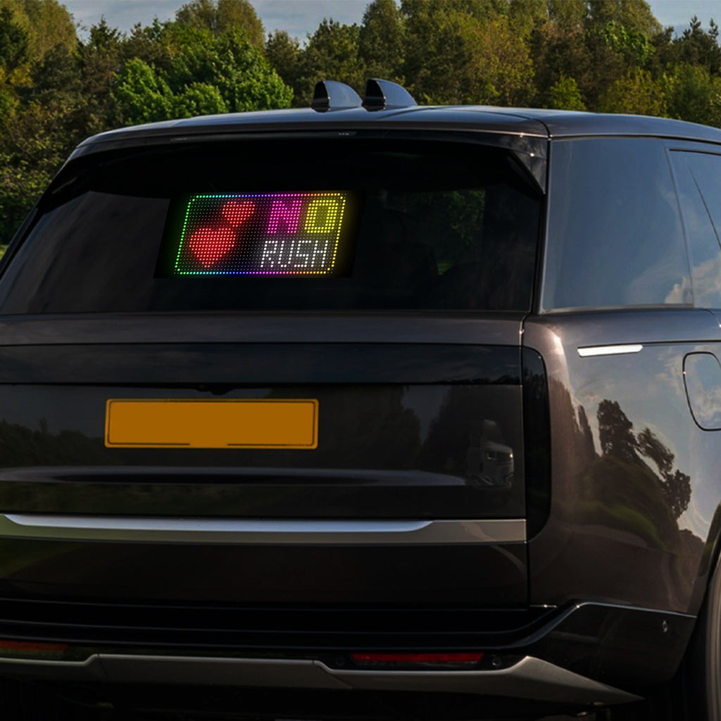 Programmable LED Sign Devil Eyes Display for Windshield with Customizable DIY Scrolling Text Patterns Animations