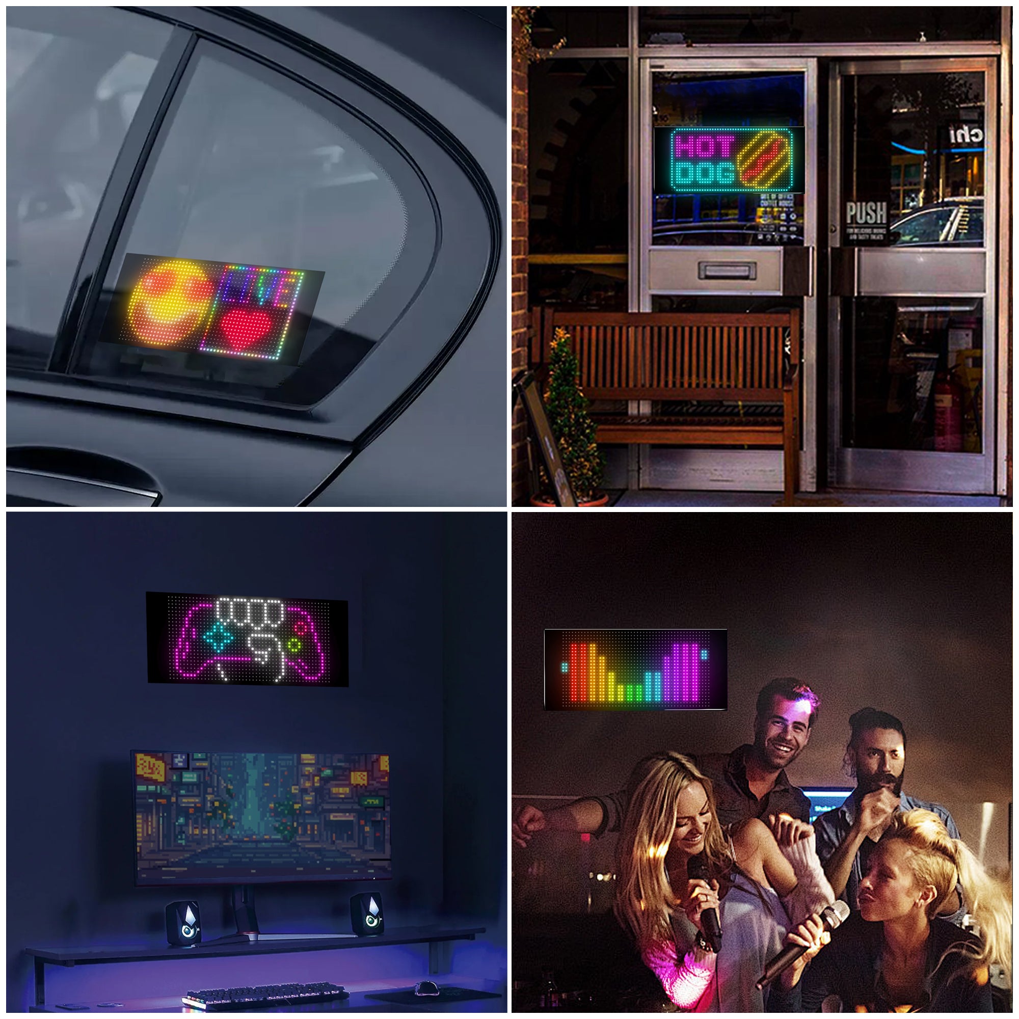 Programmable LED Sign Devil Eyes Display for Windshield with Customizable DIY Scrolling Text Patterns Animations