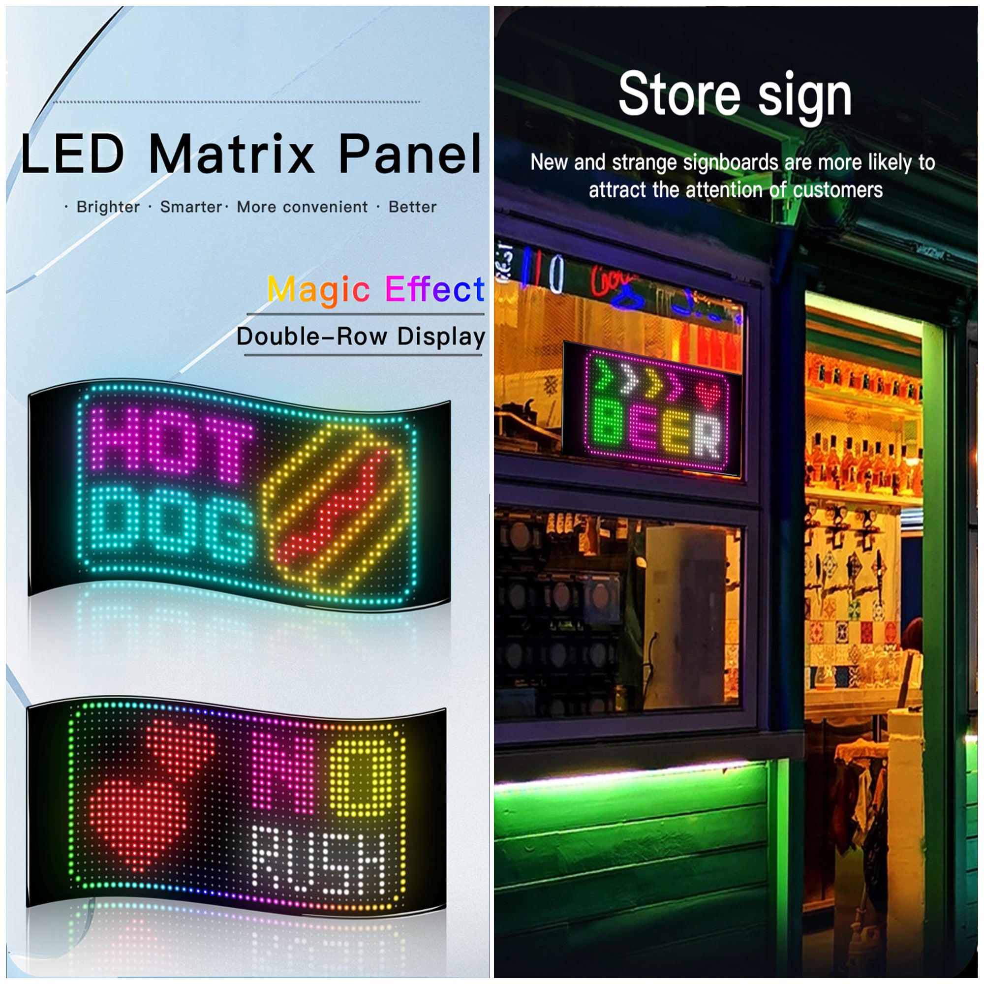 Programmable LED Sign Devil Eyes Display for Windshield with Customizable DIY Scrolling Text Patterns Animations