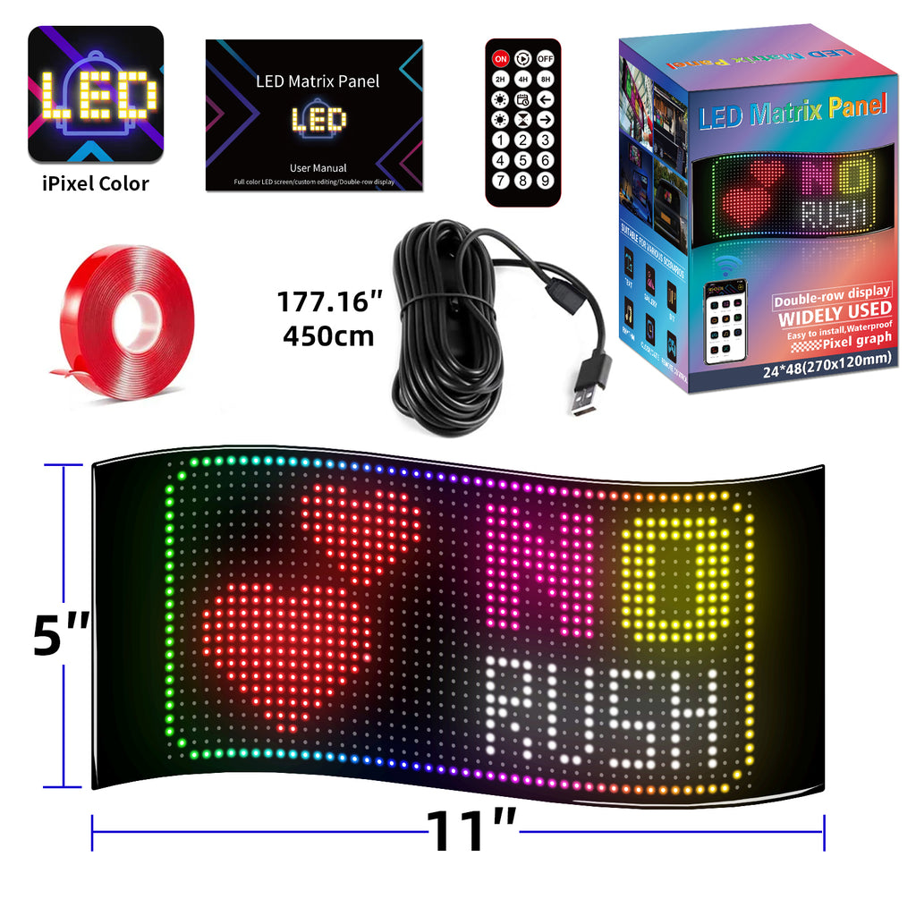 Programmable LED Sign Devil Eyes Display for Windshield with Customizable DIY Scrolling Text Patterns Animations