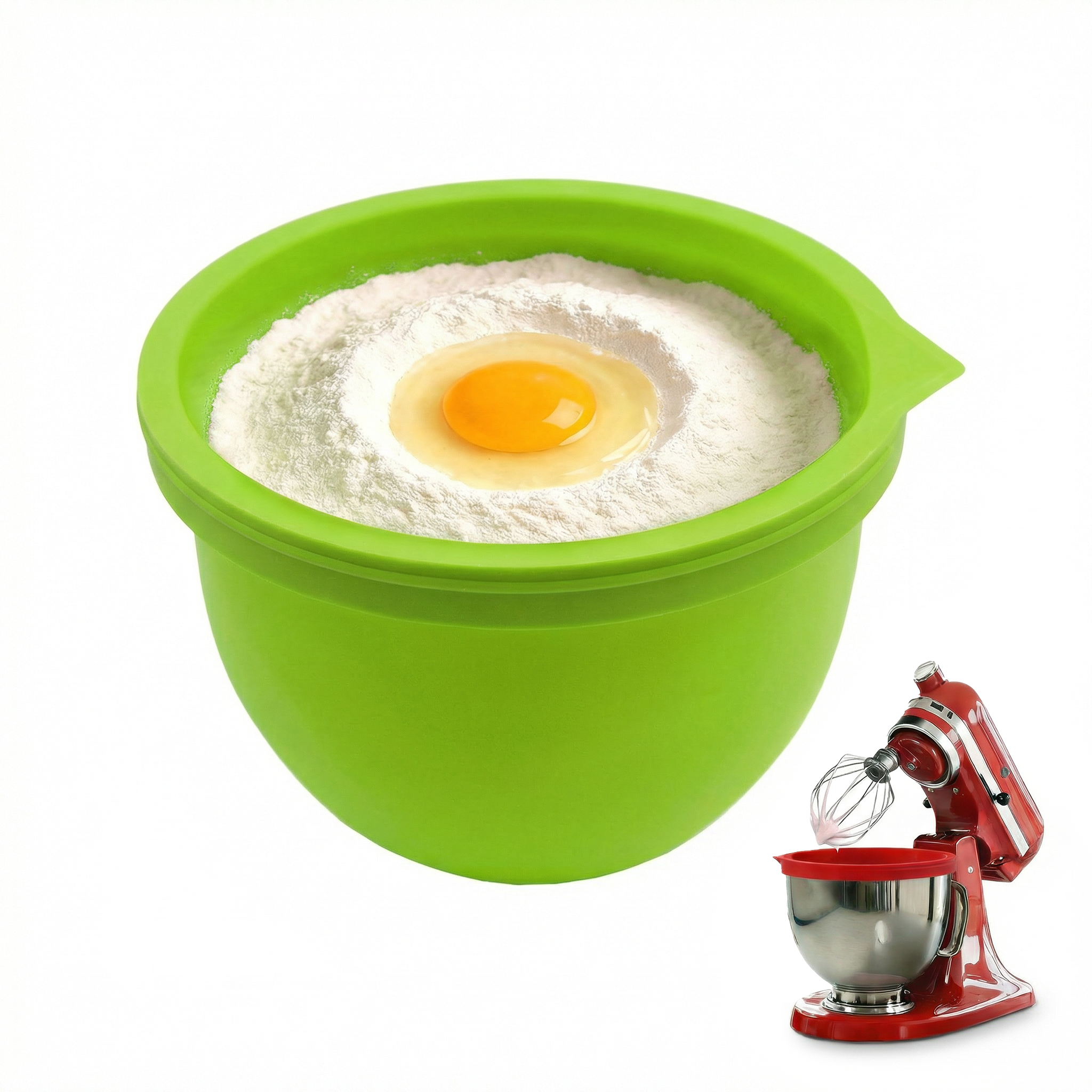 BPA-Free Food Grade Silicone Bowl Liner with Lid for Kitchenaid Stand Mixer Tilt-Head 4.5-5 Qt Salad Mixing Bowl, Thick Non-Stick Odor-Free, Ideal for Ice Cream Maker Baking Meal Prep