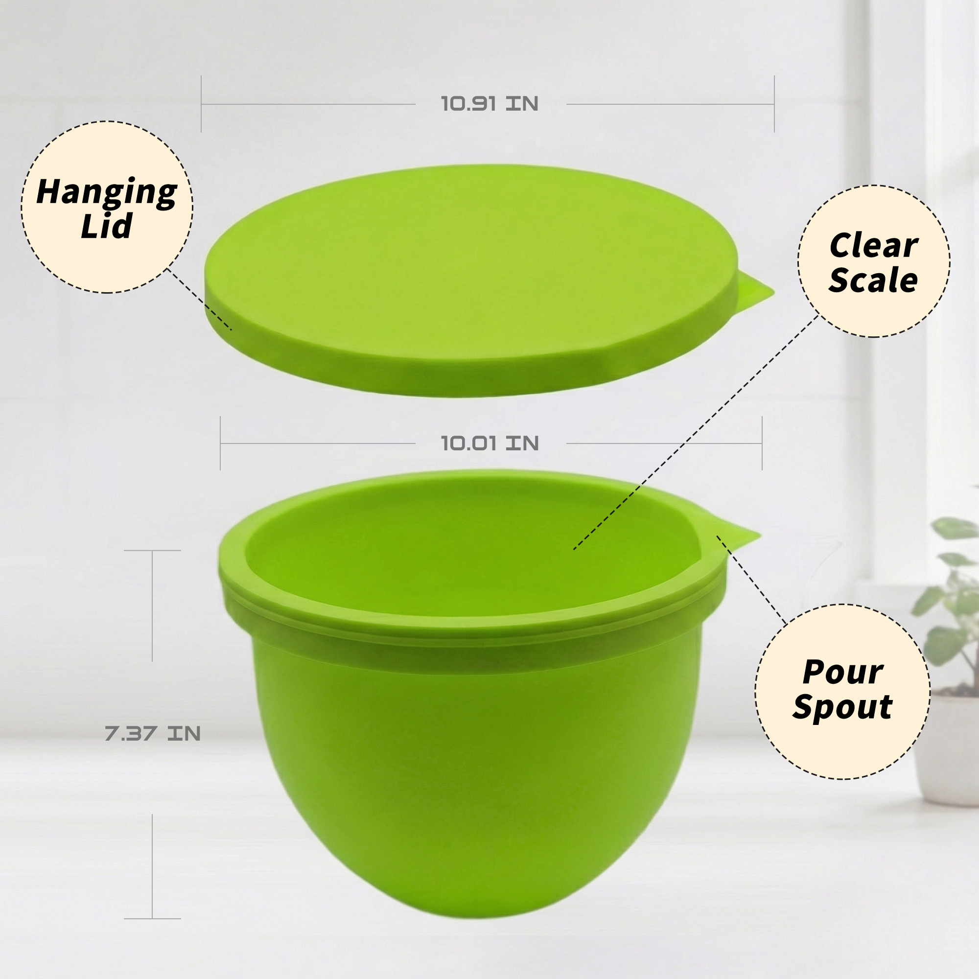 BPA-Free Food Grade Silicone Bowl Liner with Lid for Kitchenaid Stand Mixer Tilt-Head 4.5-5 Qt Salad Mixing Bowl, Thick Non-Stick Odor-Free, Ideal for Ice Cream Maker Baking Meal Prep