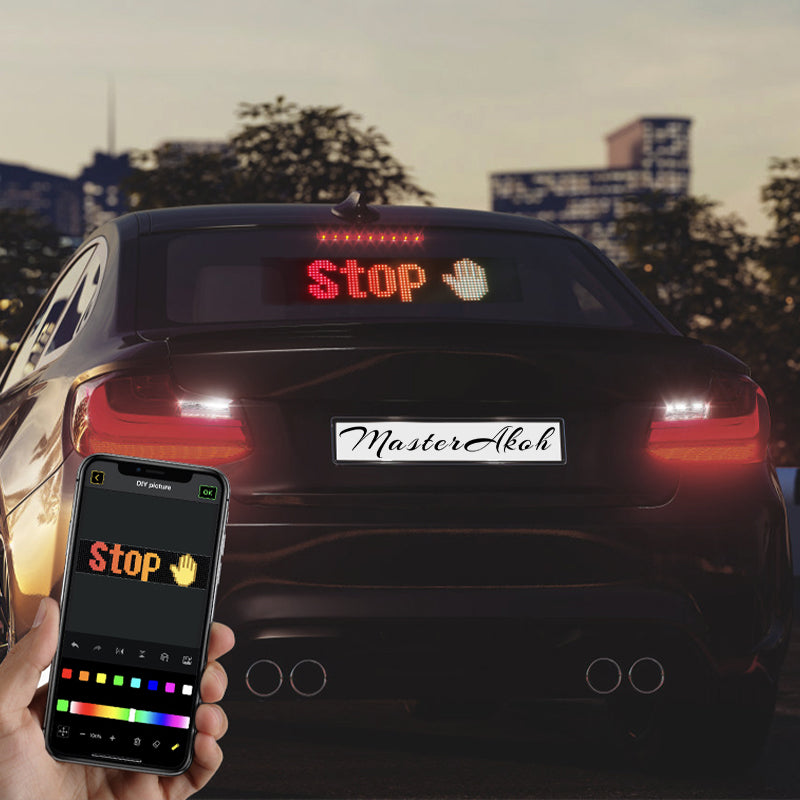 Programmable LED Sign Devil Eyes Display for Windshield with Customizable DIY Scrolling Text Patterns Animations