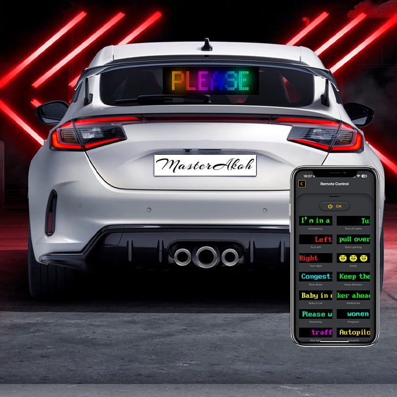 Programmable LED Sign Devil Eyes Display for Windshield with Customizable DIY Scrolling Text Patterns Animations