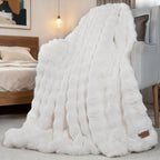 SpottedCozy Ultra Soft Plush Cozy Throw Blanket, Faux Rabbit Fur Blanket for Couch