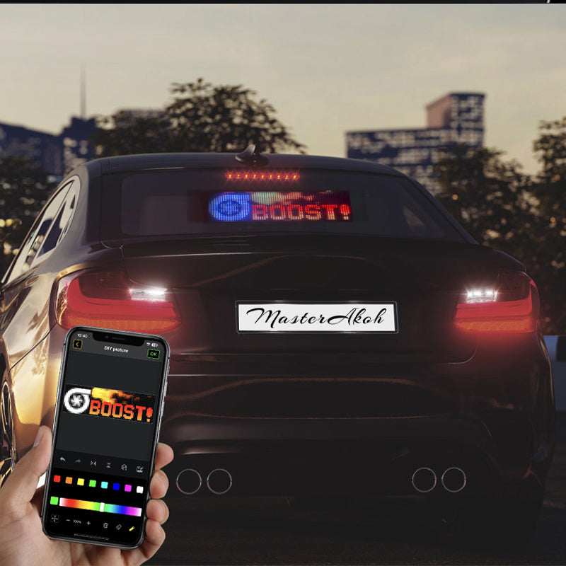 Programmable LED Sign Devil Eyes Display for Windshield with Customizable DIY Scrolling Text Patterns Animations