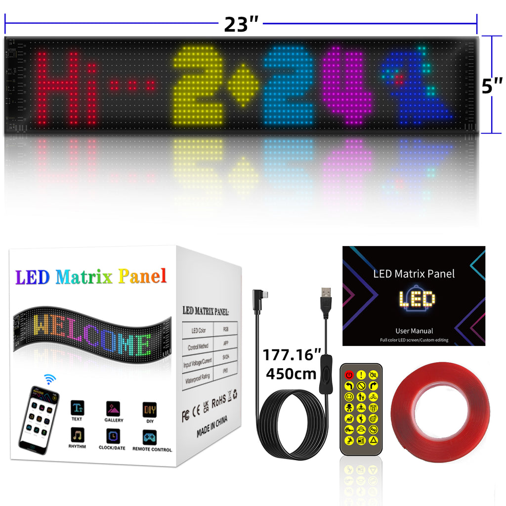 Programmable LED Sign Devil Eyes Display for Windshield with Customizable DIY Scrolling Text Patterns Animations