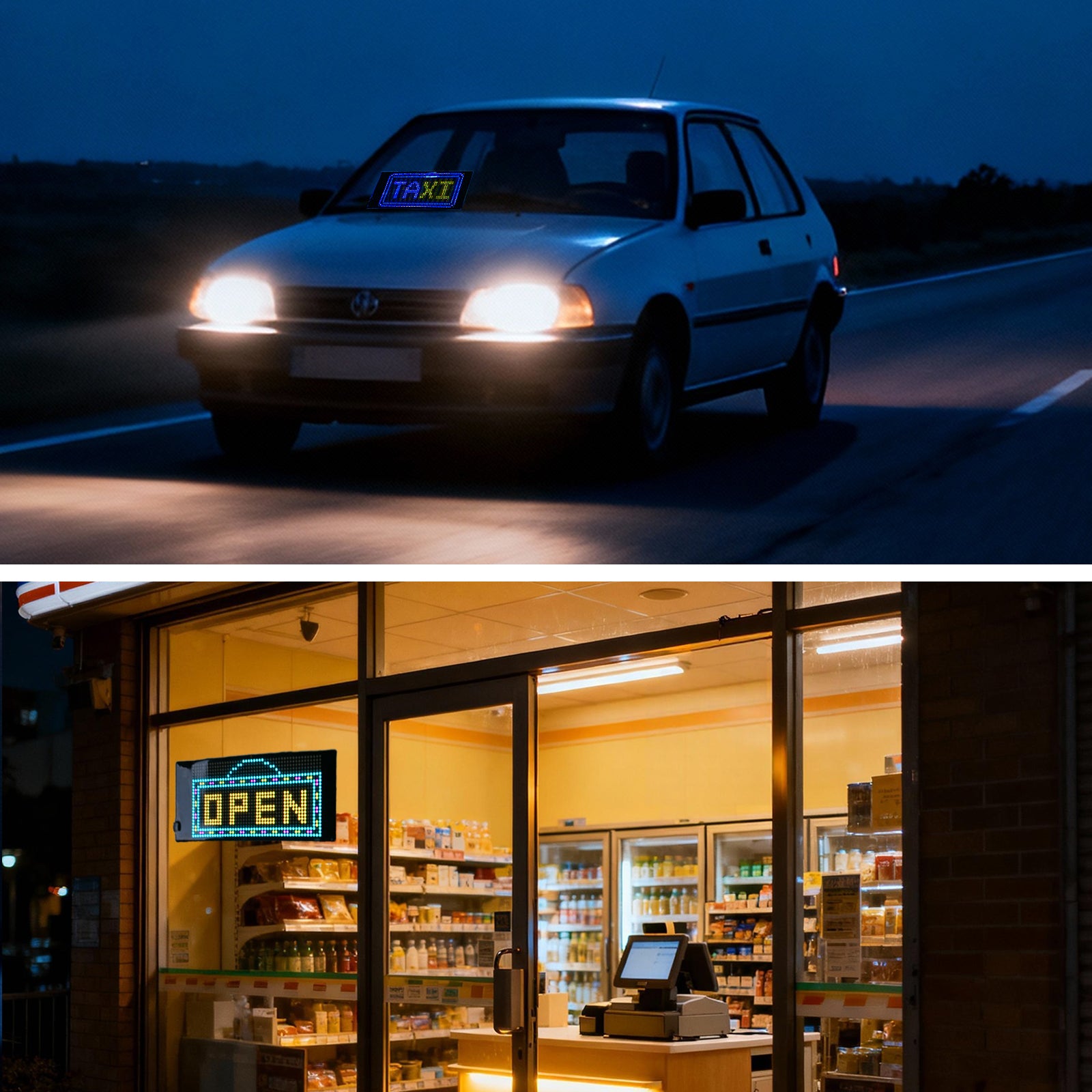 Programmable LED Sign Devil Eyes Display for Windshield with Customizable DIY Scrolling Text Patterns Animations