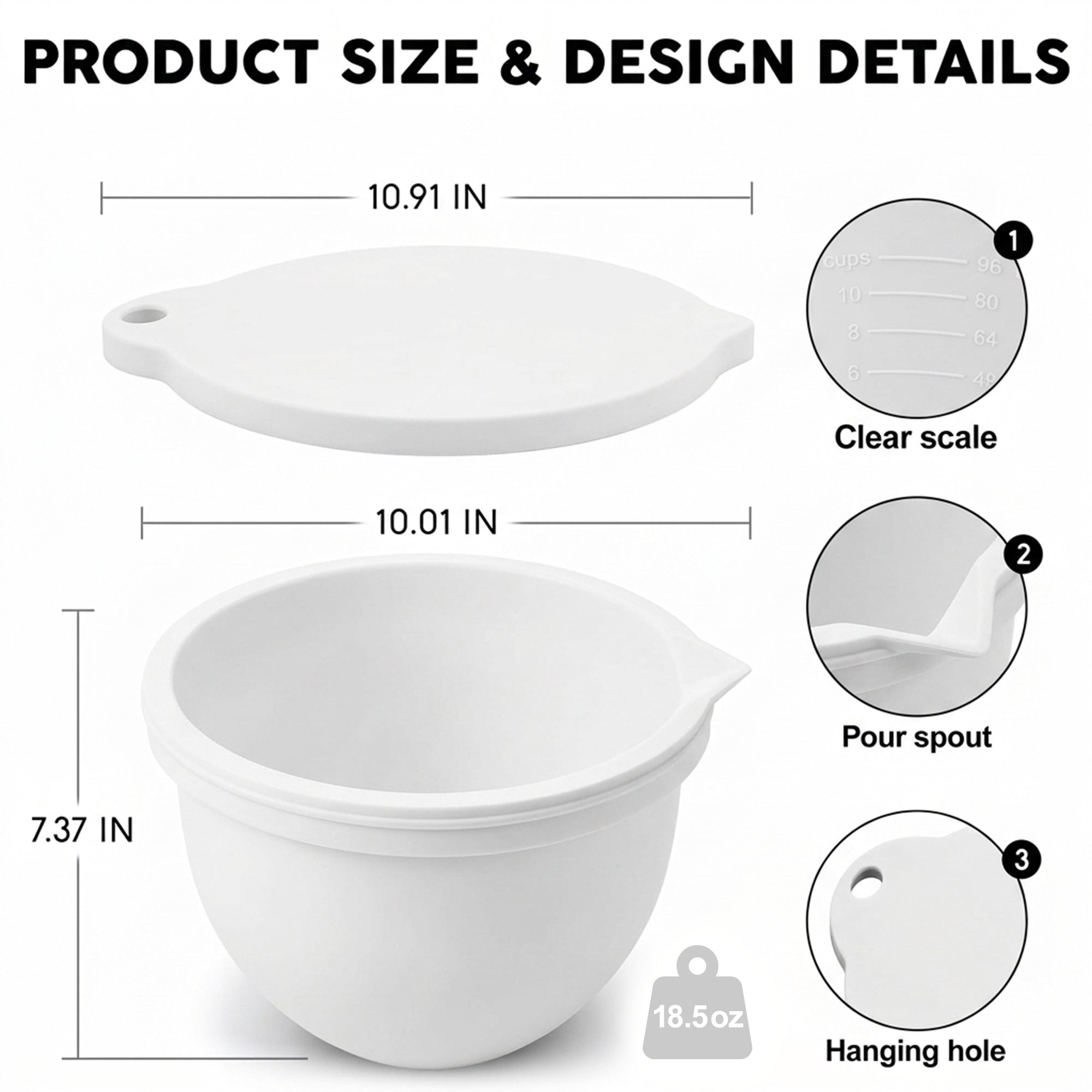 BPA-Free Food Grade Silicone Bowl Liner with Lid for Kitchenaid Stand Mixer Tilt-Head 4.5-5 Qt Salad Mixing Bowl, Thick Non-Stick Odor-Free, Ideal for Ice Cream Maker Baking Meal Prep