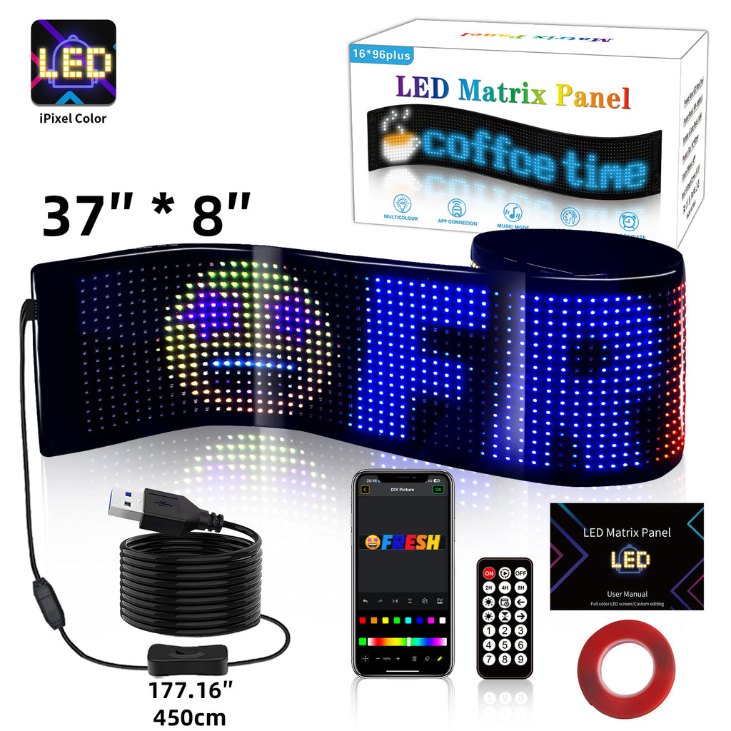 Programmable LED Sign Devil Eyes Display for Windshield with Customizable DIY Scrolling Text Patterns Animations