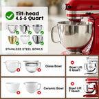 BPA-Free Food Grade Silicone Bowl Liner with Lid for Kitchenaid Stand Mixer Tilt-Head 4.5-5 Qt Salad Mixing Bowl, Thick Non-Stick Odor-Free, Ideal for Ice Cream Maker Baking Meal Prep