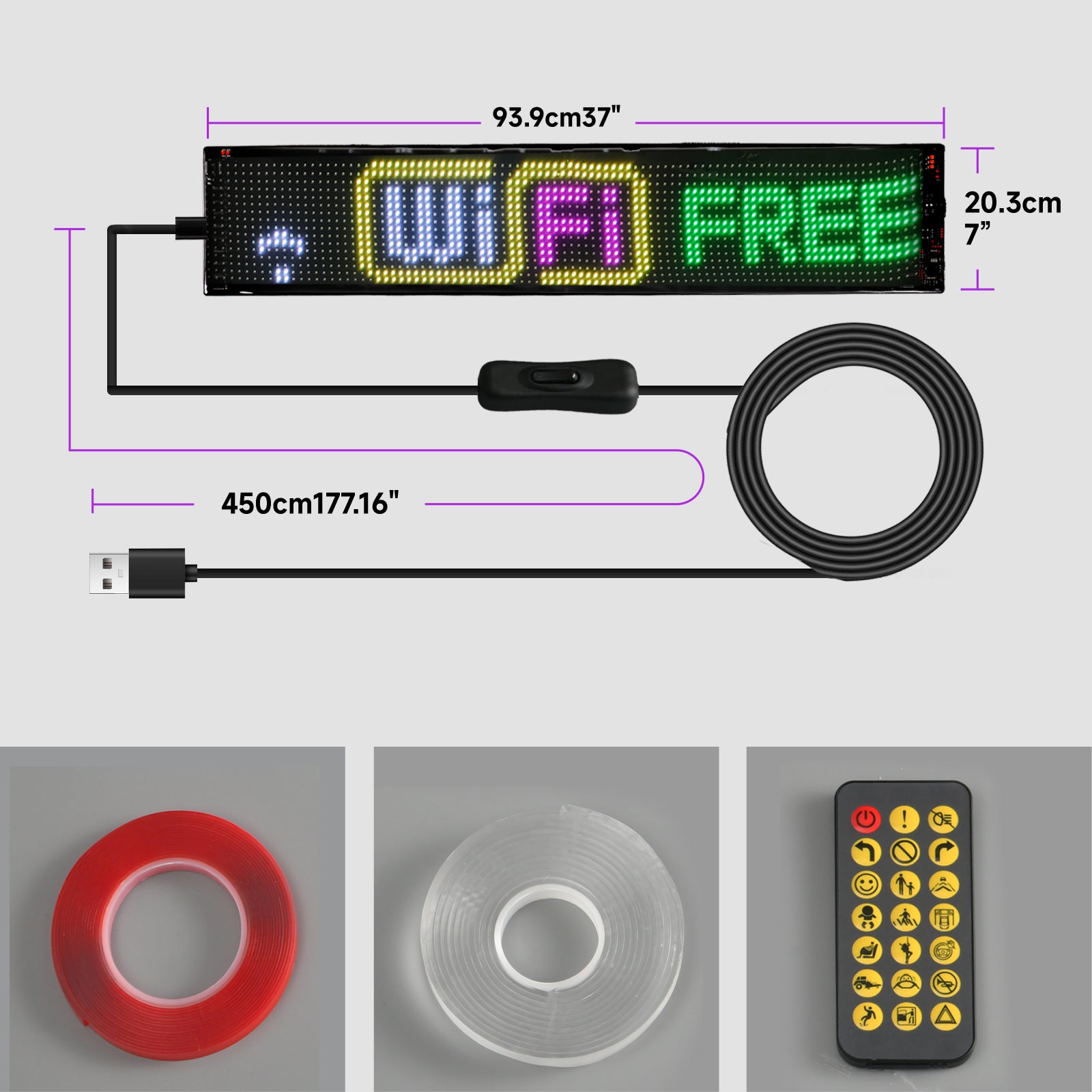 Programmable LED Sign Devil Eyes Display for Windshield with Customizable DIY Scrolling Text Patterns Animations