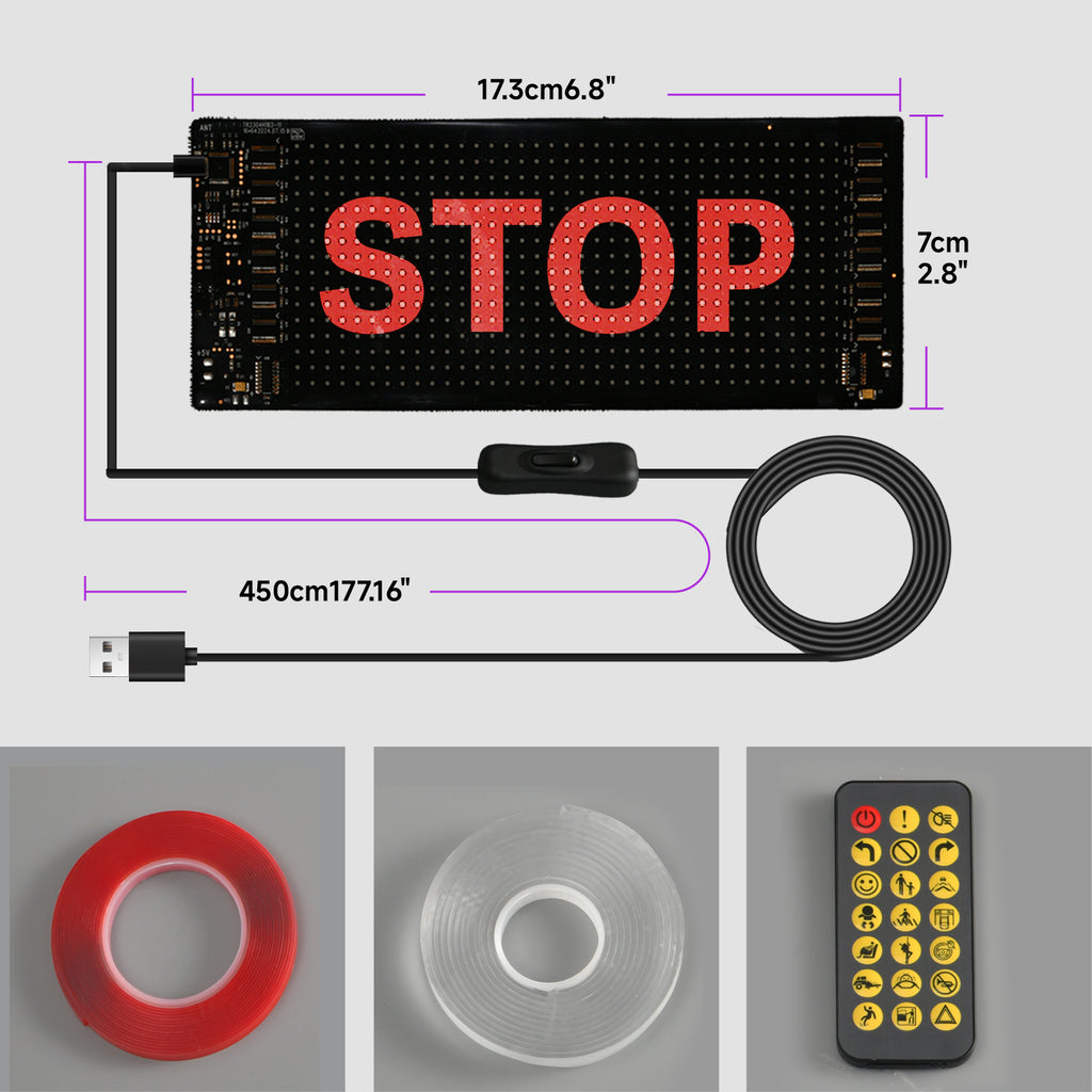 Programmable LED Sign Devil Eyes Display for Windshield with Customizable DIY Scrolling Text Patterns Animations