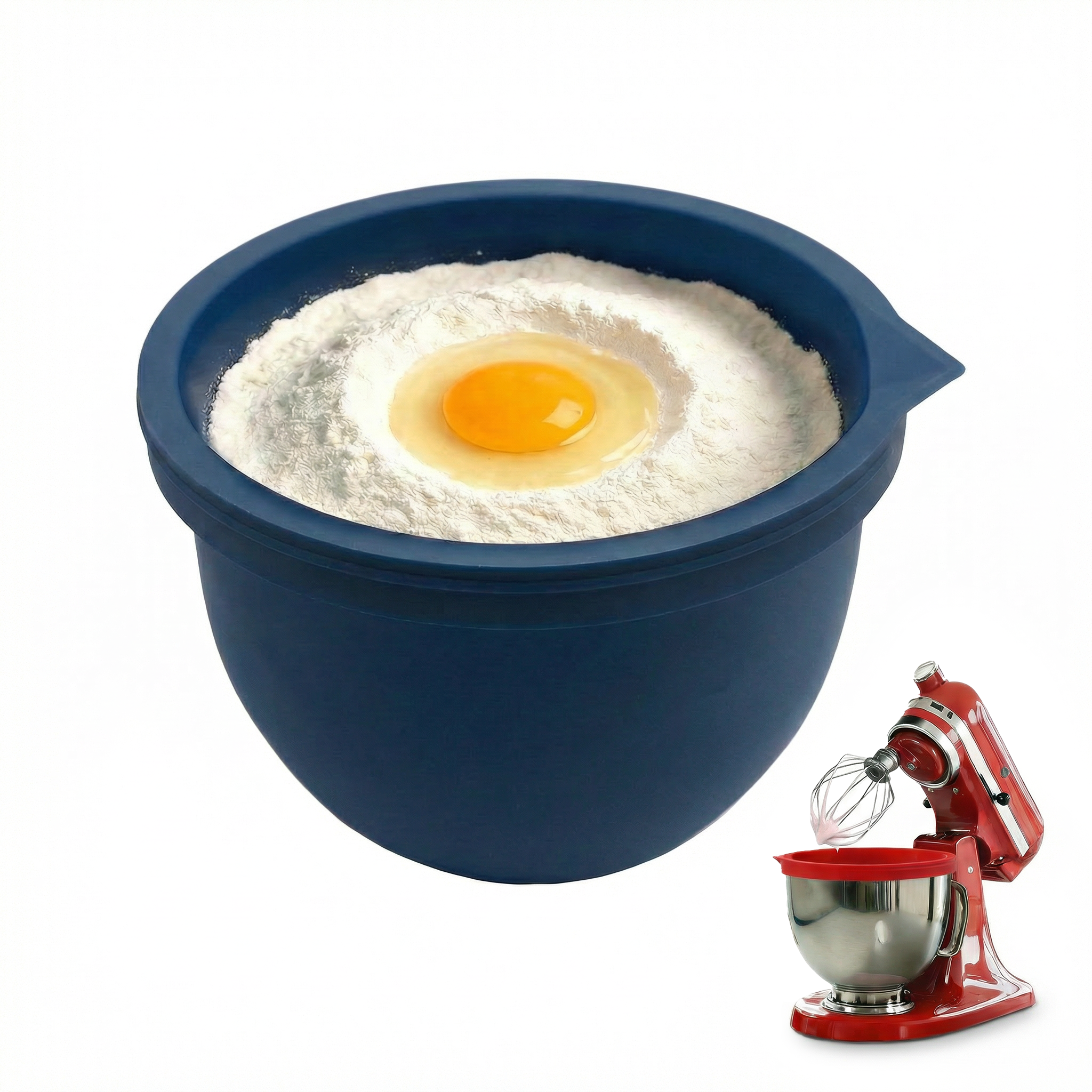 BPA-Free Food Grade Silicone Bowl Liner with Lid for Kitchenaid Stand Mixer Tilt-Head 4.5-5 Qt Salad Mixing Bowl, Thick Non-Stick Odor-Free, Ideal for Ice Cream Maker Baking Meal Prep