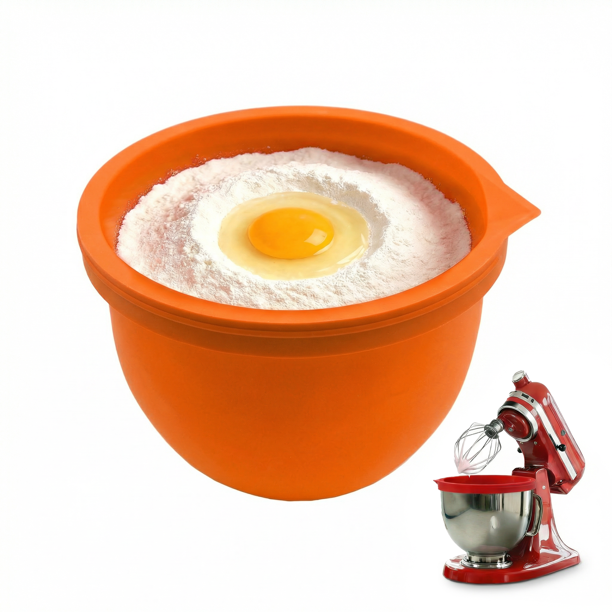 BPA-Free Food Grade Silicone Bowl Liner with Lid for Kitchenaid Stand Mixer Tilt-Head 4.5-5 Qt Salad Mixing Bowl, Thick Non-Stick Odor-Free, Ideal for Ice Cream Maker Baking Meal Prep