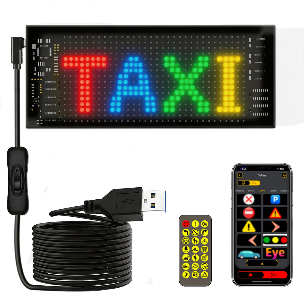 Programmable LED Sign Devil Eyes Display for Windshield with Customizable DIY Scrolling Text Patterns Animations