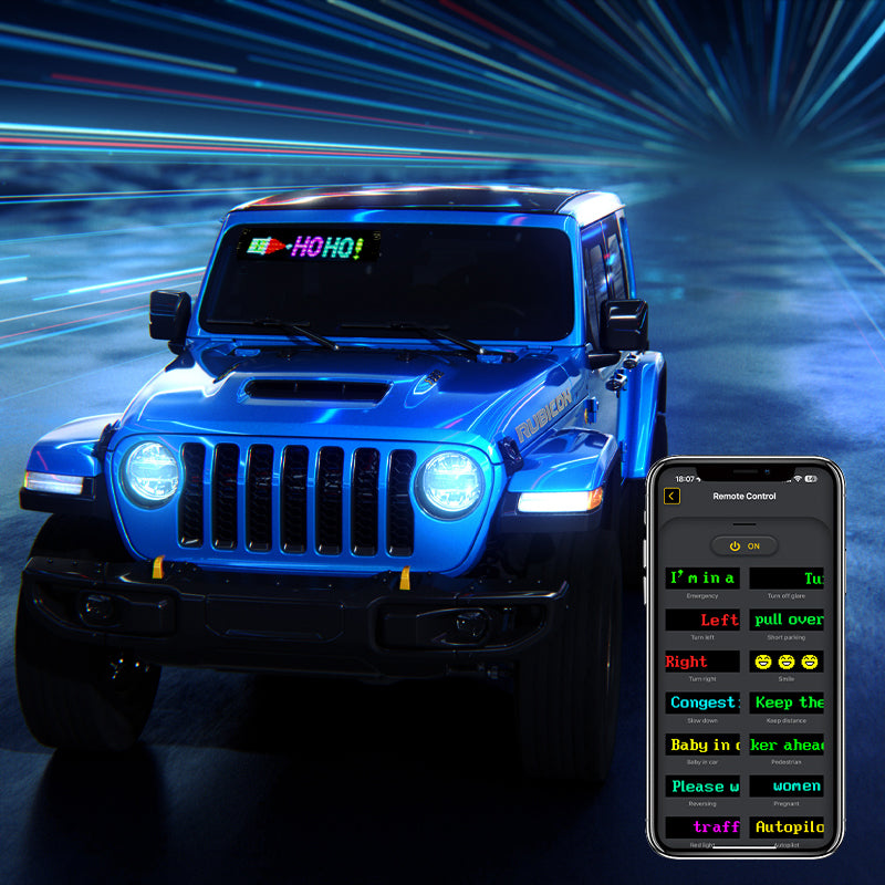 Programmable LED Sign Devil Eyes Display for Windshield with Customizable DIY Scrolling Text Patterns Animations