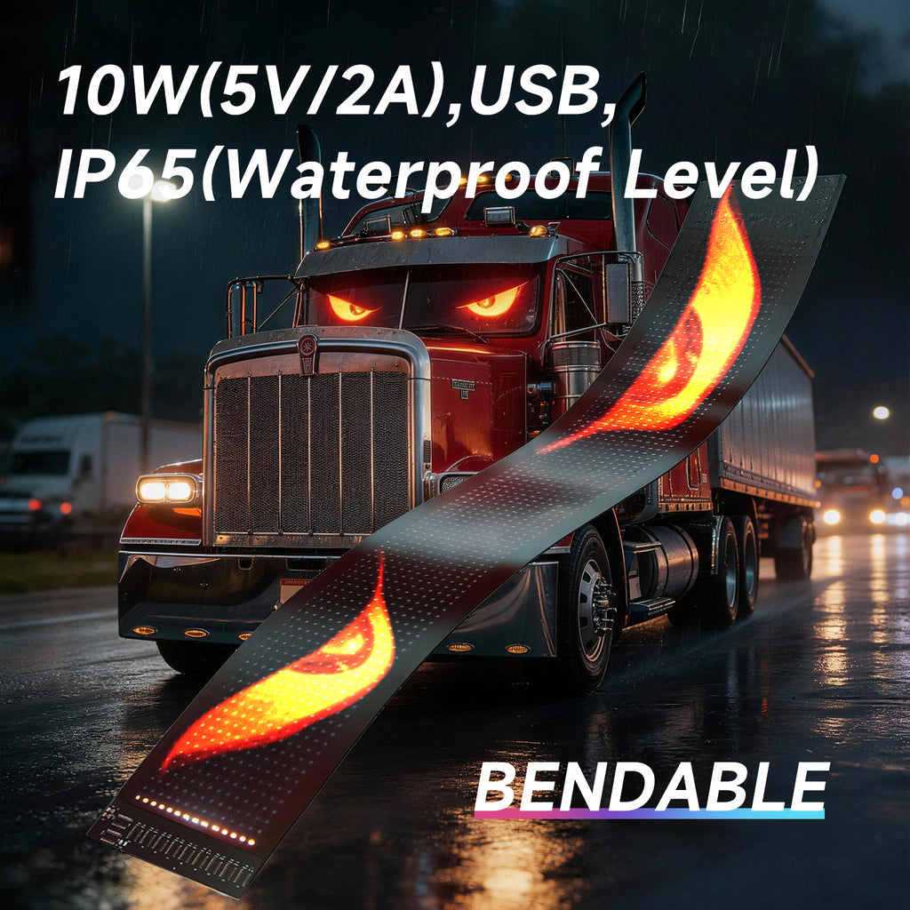 Programmable LED Sign Devil Eyes Display for Windshield with Customizable DIY Scrolling Text Patterns Animations