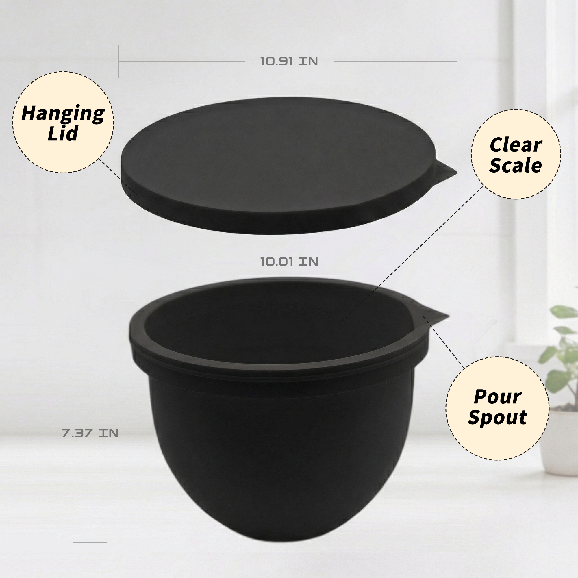 BPA-Free Food Grade Silicone Bowl Liner with Lid for Kitchenaid Stand Mixer Tilt-Head 4.5-5 Qt Salad Mixing Bowl, Thick Non-Stick Odor-Free, Ideal for Ice Cream Maker Baking Meal Prep