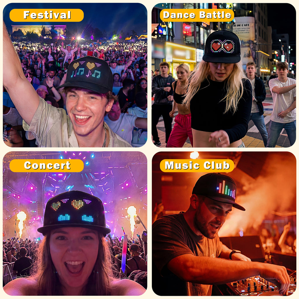 MasterAkoh Programmable LED Hat, DIY Customizable LED Scrolling Messages Display Light Up Hat