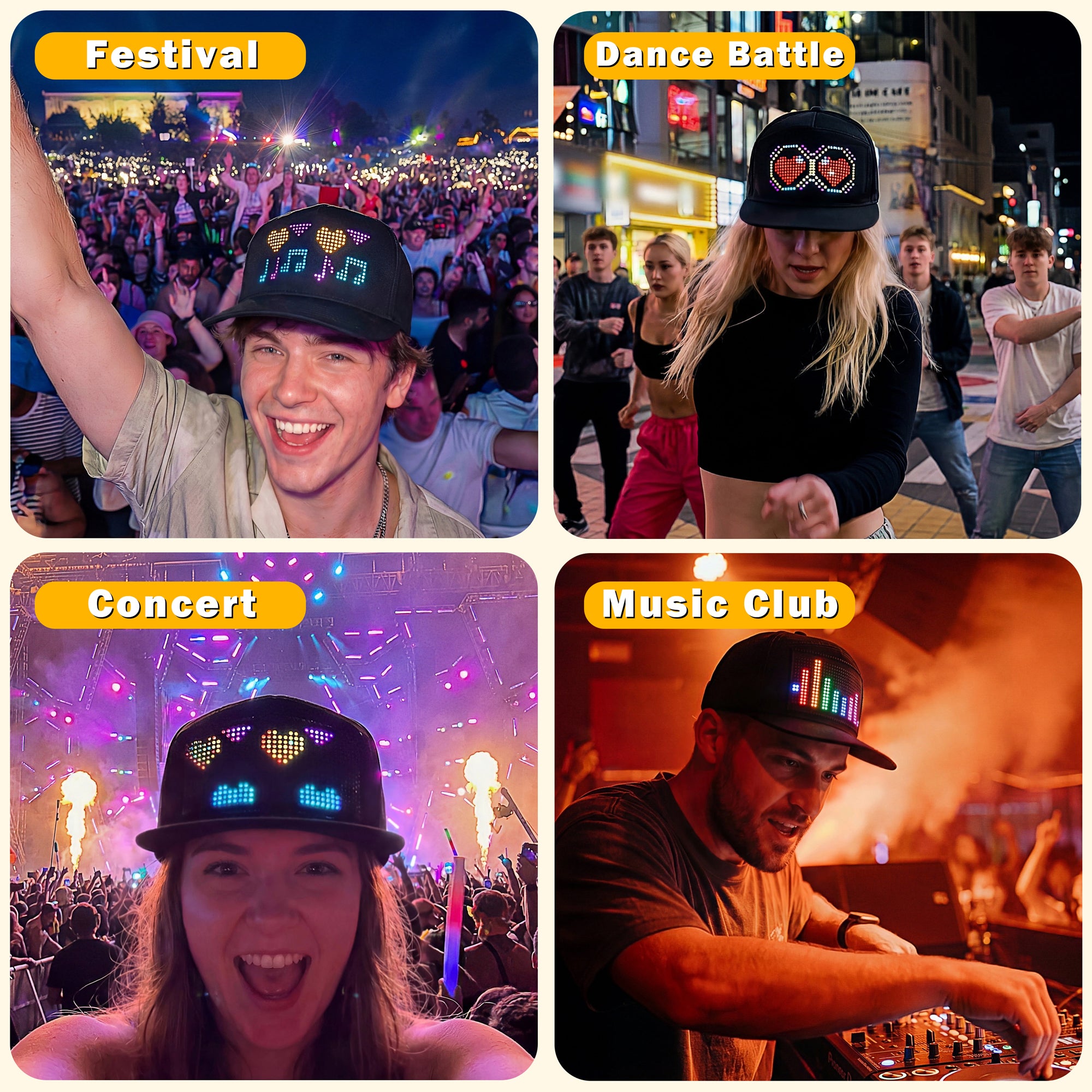 MasterAkoh Programmable LED Hat, DIY Customizable LED Scrolling Messages Display Light Up Hat