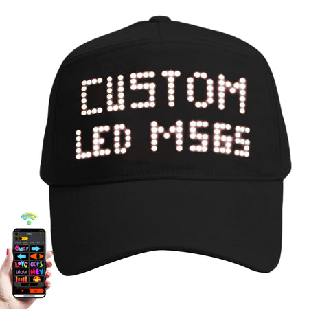 MasterAkoh LED Programmable Baseball Cap with Bluetooth App Control Scrolling Message Display Light Up Hat, Customizable Text Animation Pattern Display for Adult Unisex, Rechargeable Curved Brim