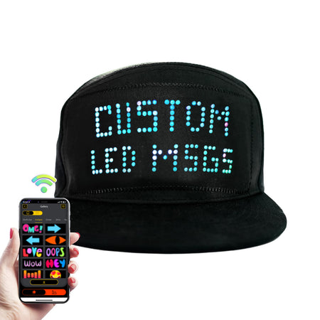 MasterAkoh Programmable LED Hat, DIY Customizable LED Scrolling Messages Display Light Up Hat