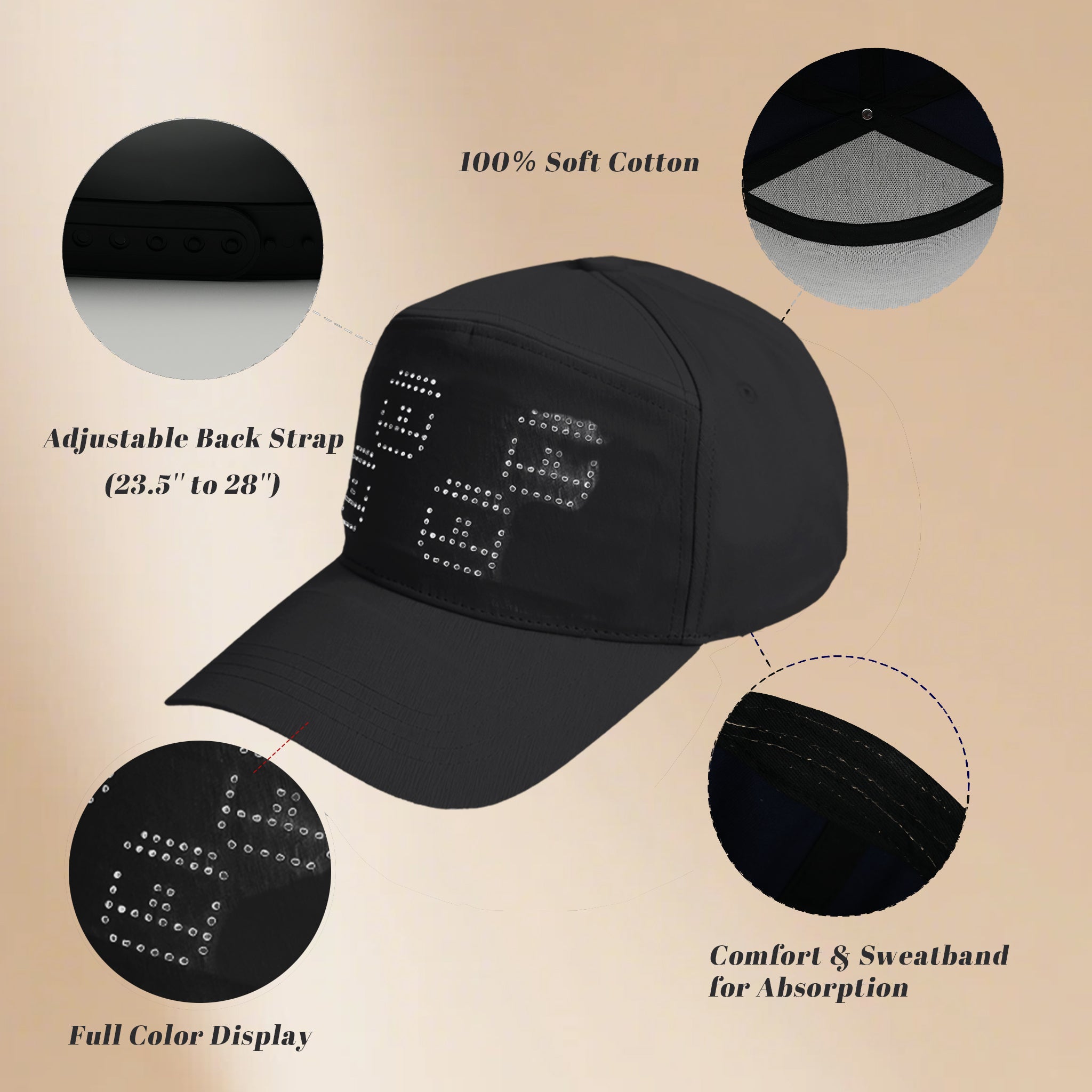 MasterAkoh LED Programmable Baseball Cap with Bluetooth App Control Scrolling Message Display Light Up Hat, Customizable Text Animation Pattern Display for Adult Unisex, Rechargeable Curved Brim