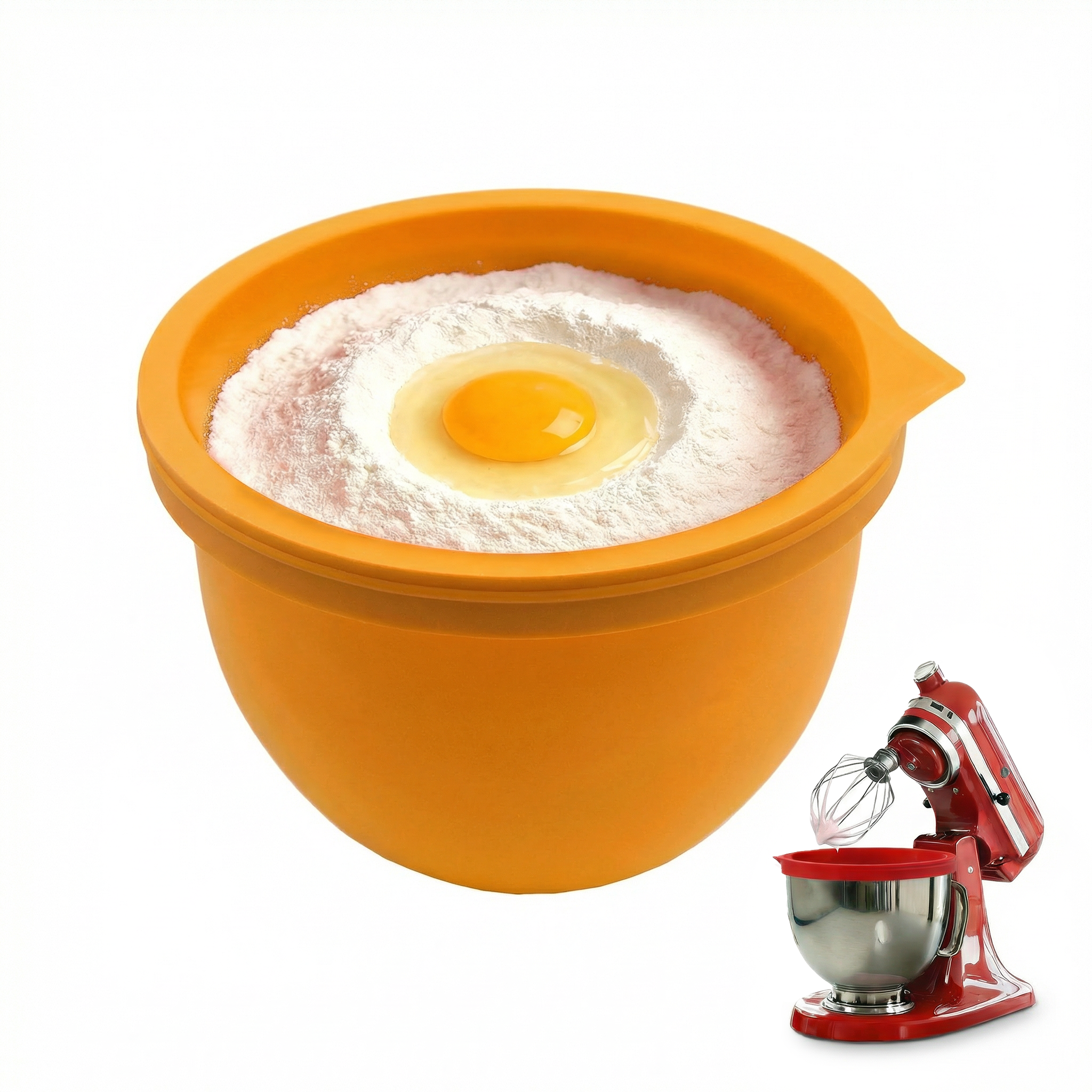 BPA-Free Food Grade Silicone Bowl Liner with Lid for Kitchenaid Stand Mixer Tilt-Head 4.5-5 Qt Salad Mixing Bowl, Thick Non-Stick Odor-Free, Ideal for Ice Cream Maker Baking Meal Prep