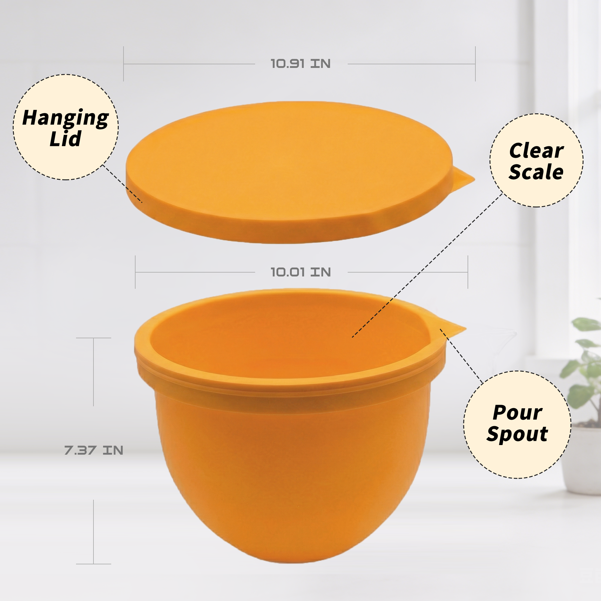 BPA-Free Food Grade Silicone Bowl Liner with Lid for Kitchenaid Stand Mixer Tilt-Head 4.5-5 Qt Salad Mixing Bowl, Thick Non-Stick Odor-Free, Ideal for Ice Cream Maker Baking Meal Prep