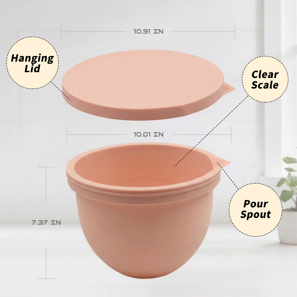 BPA-Free Food Grade Silicone Bowl Liner with Lid for Kitchenaid Stand Mixer Tilt-Head 4.5-5 Qt Salad Mixing Bowl, Thick Non-Stick Odor-Free, Ideal for Ice Cream Maker Baking Meal Prep