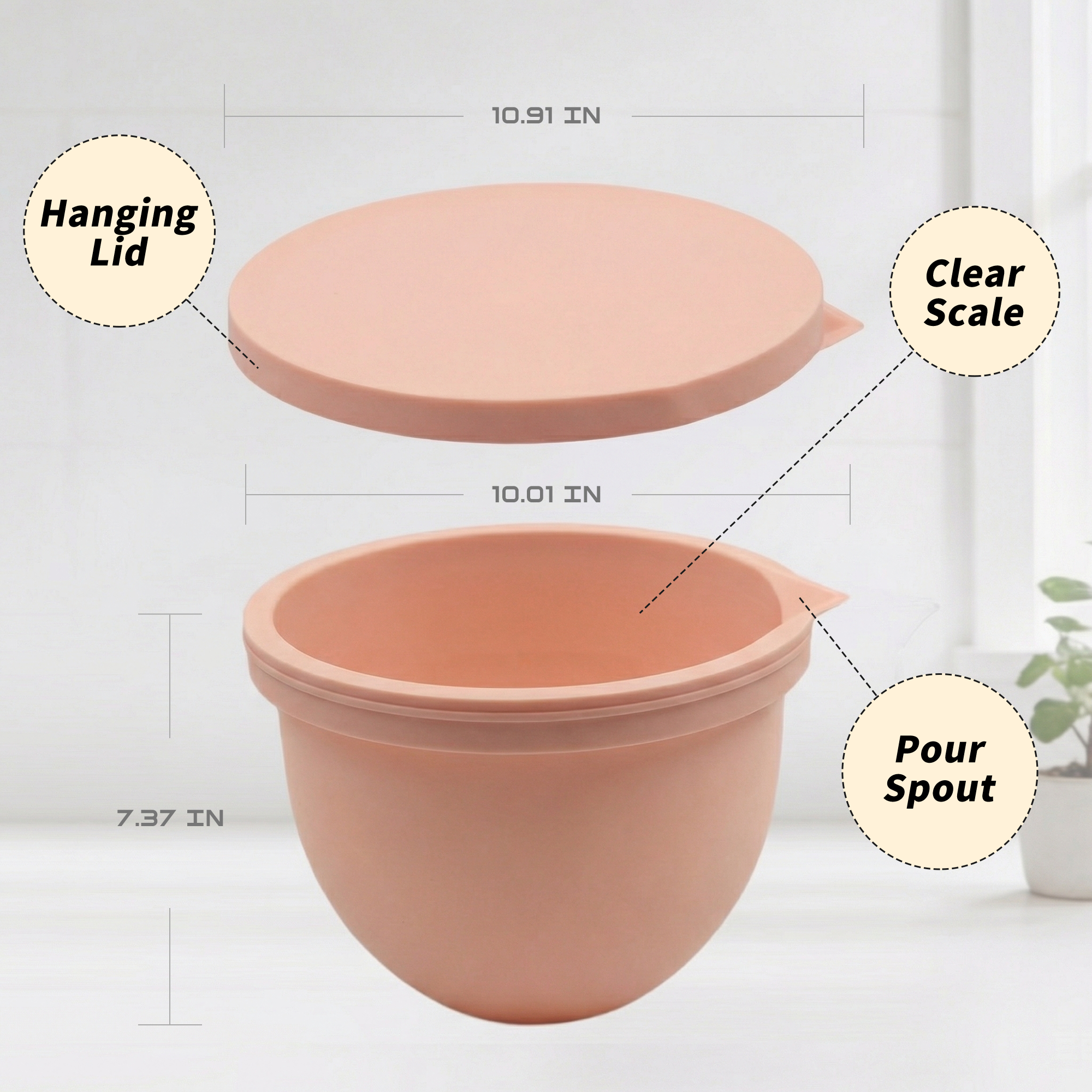 BPA-Free Food Grade Silicone Bowl Liner with Lid for Kitchenaid Stand Mixer Tilt-Head 4.5-5 Qt Salad Mixing Bowl, Thick Non-Stick Odor-Free, Ideal for Ice Cream Maker Baking Meal Prep
