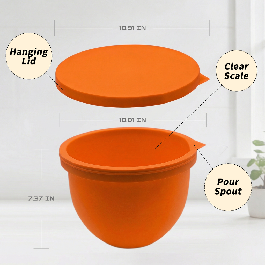 BPA-Free Food Grade Silicone Bowl Liner with Lid for Kitchenaid Stand Mixer Tilt-Head 4.5-5 Qt Salad Mixing Bowl, Thick Non-Stick Odor-Free, Ideal for Ice Cream Maker Baking Meal Prep