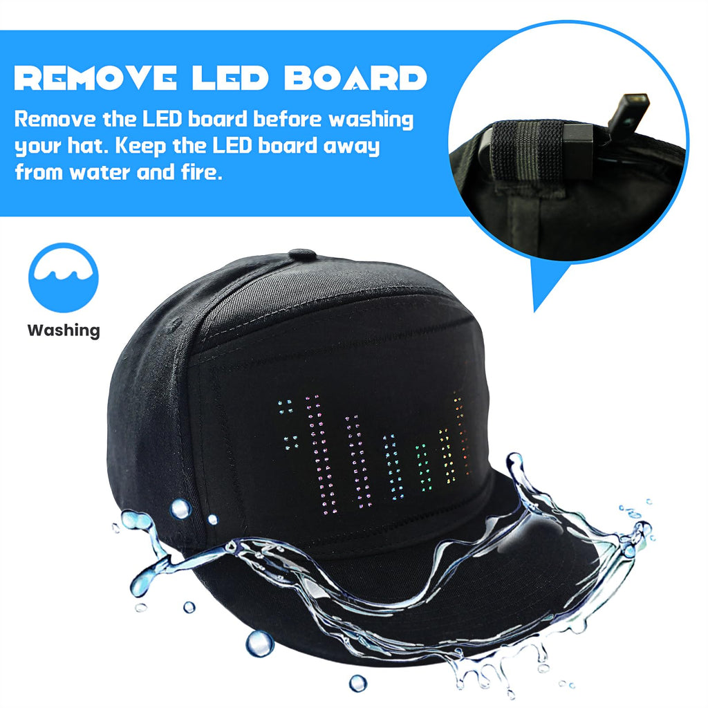 MasterAkoh Programmable LED Hat, DIY Customizable LED Scrolling Messages Display Light Up Hat