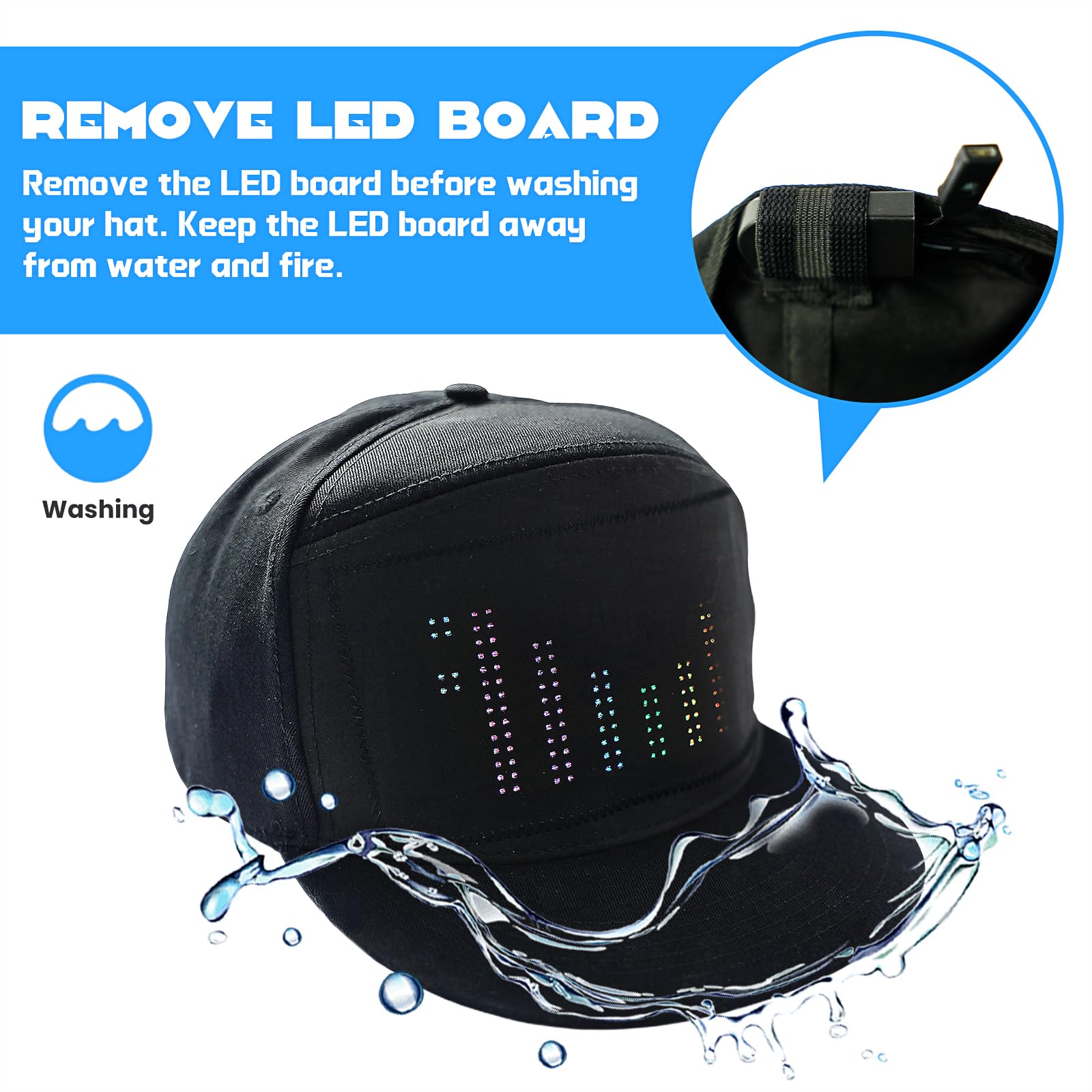 MasterAkoh Programmable LED Hat, DIY Customizable LED Scrolling Messages Display Light Up Hat