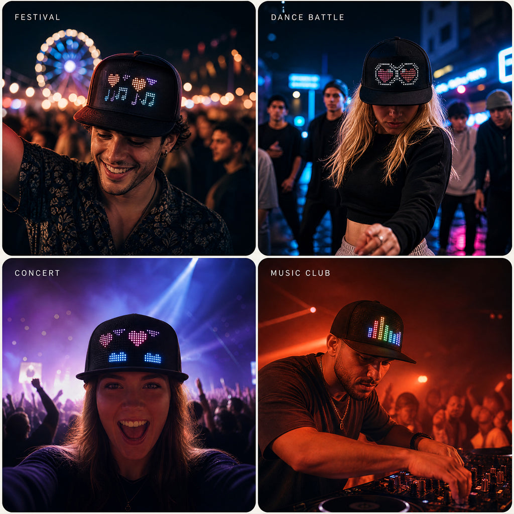 MasterAkoh Programmable LED Hat, DIY Customizable LED Scrolling Messages Display Light Up Hat
