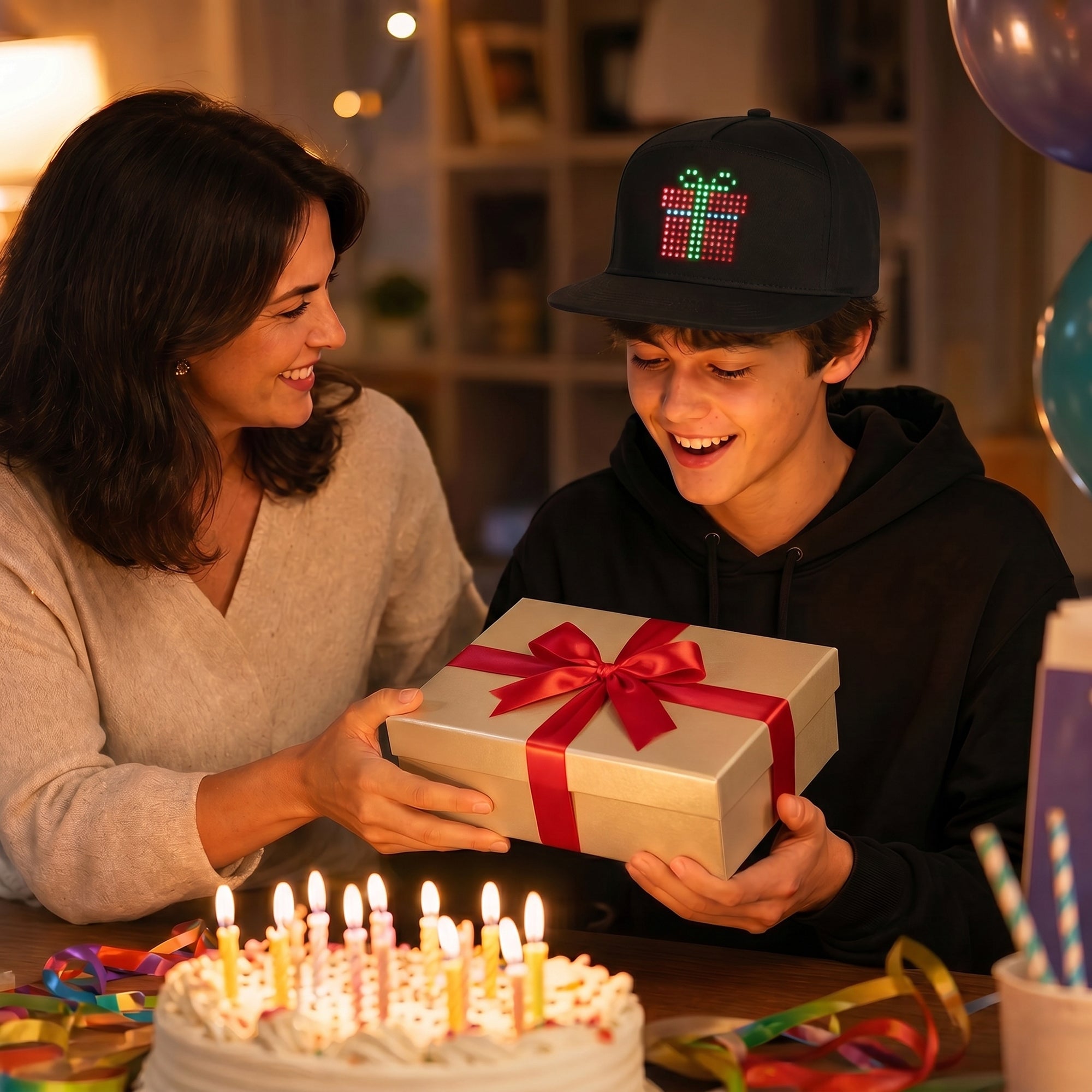 MasterAkoh Programmable LED Hat, DIY Customizable LED Scrolling Messages Display Light Up Hat