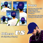 MasterAkoh LED Programmable Baseball Cap with Bluetooth App Control Scrolling Message Display Light Up Hat, Customizable Text Animation Pattern Display for Adult Unisex, Rechargeable Curved Brim