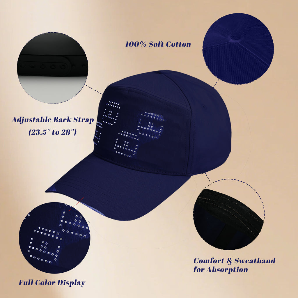 MasterAkoh LED Programmable Baseball Cap with Bluetooth App Control Scrolling Message Display Light Up Hat, Customizable Text Animation Pattern Display for Adult Unisex, Rechargeable Curved Brim
